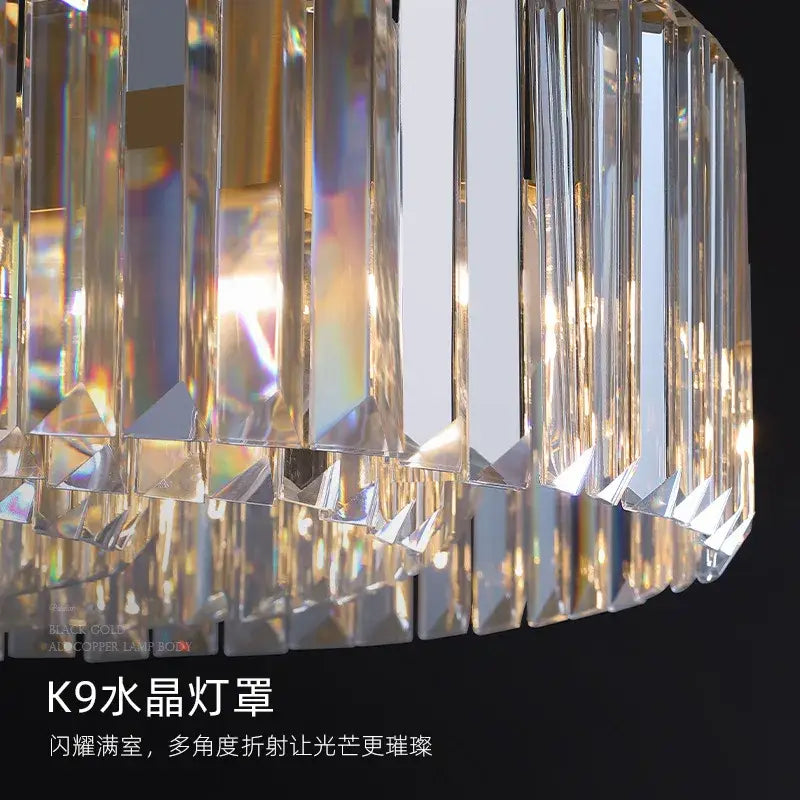 Modern gold metal crystal pendant light dining room dimmable led