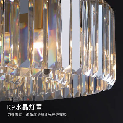 Modern gold metal crystal pendant light dining room dimmable led