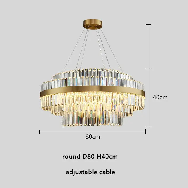 Modern gold metal crystal pendant light dining room dimmable led