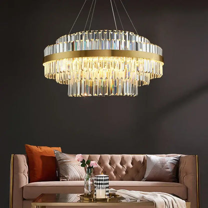 Modern gold metal crystal pendant light dining room dimmable led