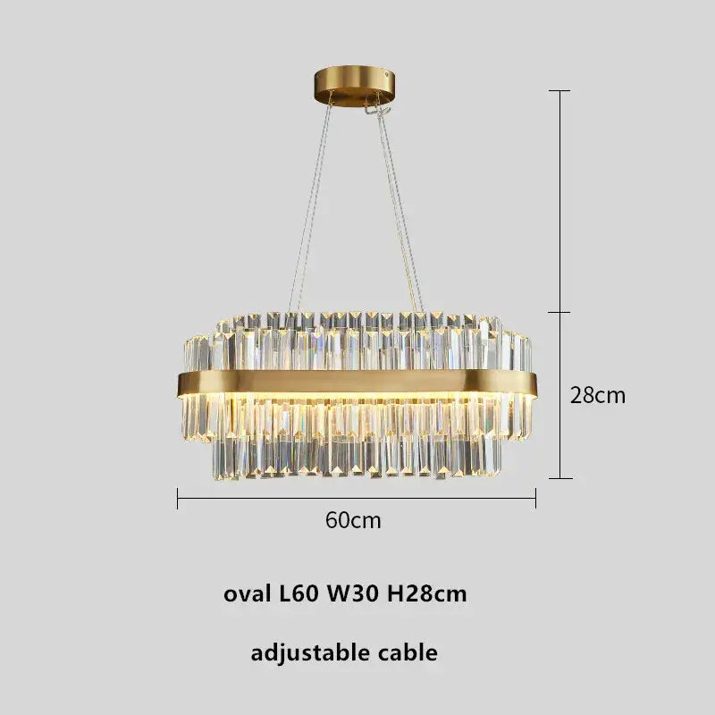 Modern gold metal crystal pendant light dining room dimmable led