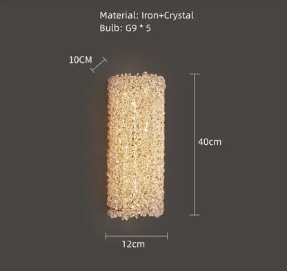 Modern gold metal crystal wall light bedroom sconce