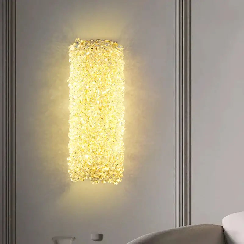 Modern gold metal crystal wall light bedroom sconce