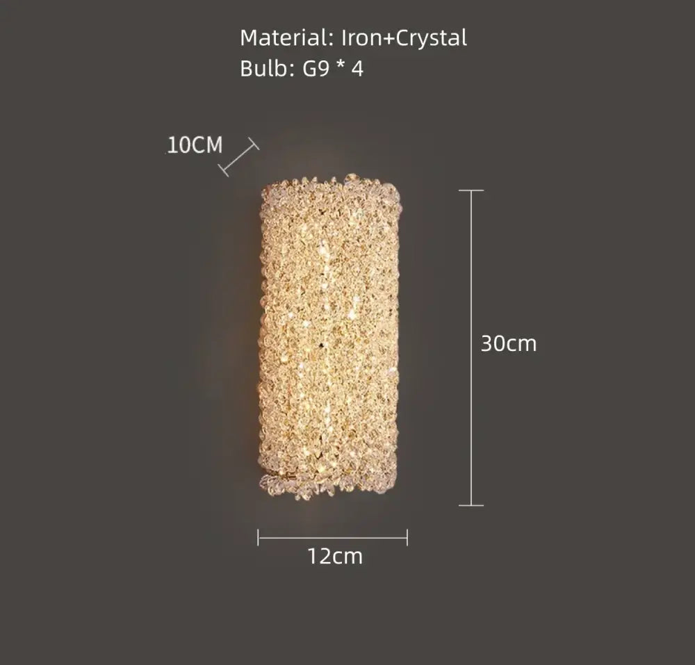 Modern gold metal crystal wall light bedroom sconce