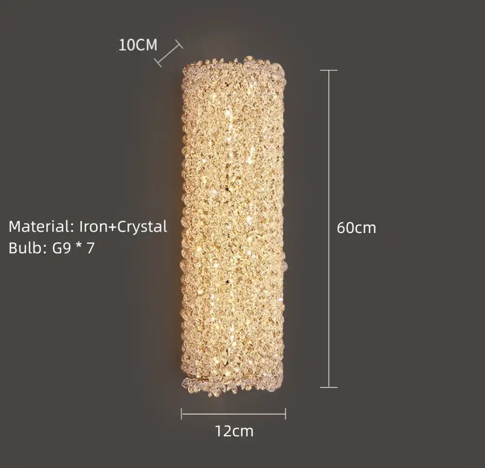 Modern gold metal crystal wall light bedroom sconce