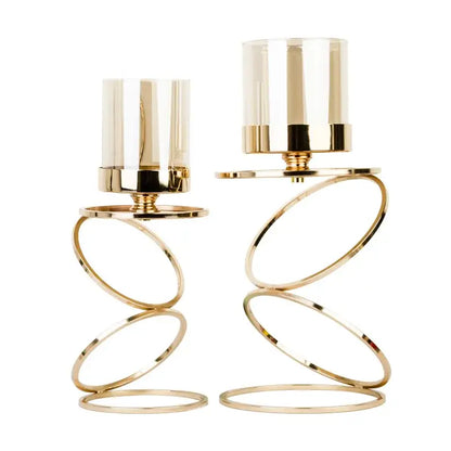 Modern gold metal frame glass candle holder dining room centerpiece