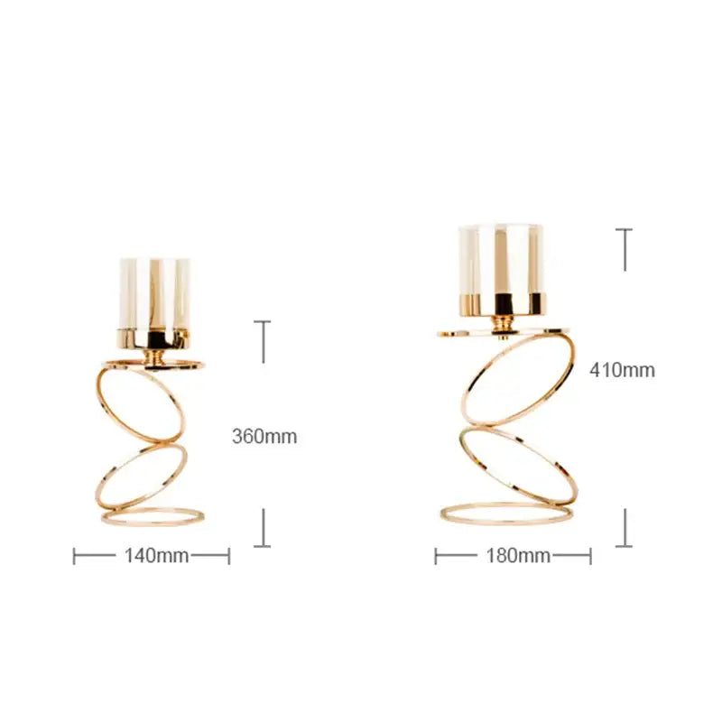 Modern gold metal frame glass candle holder dining room centerpiece