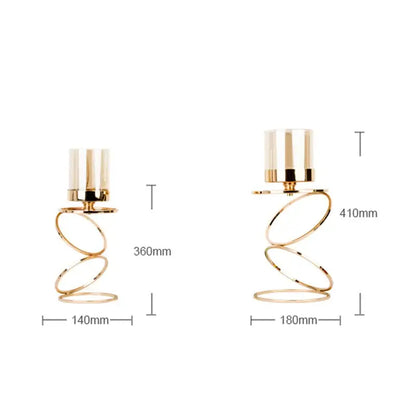 Modern gold metal frame glass candle holder dining room centerpiece