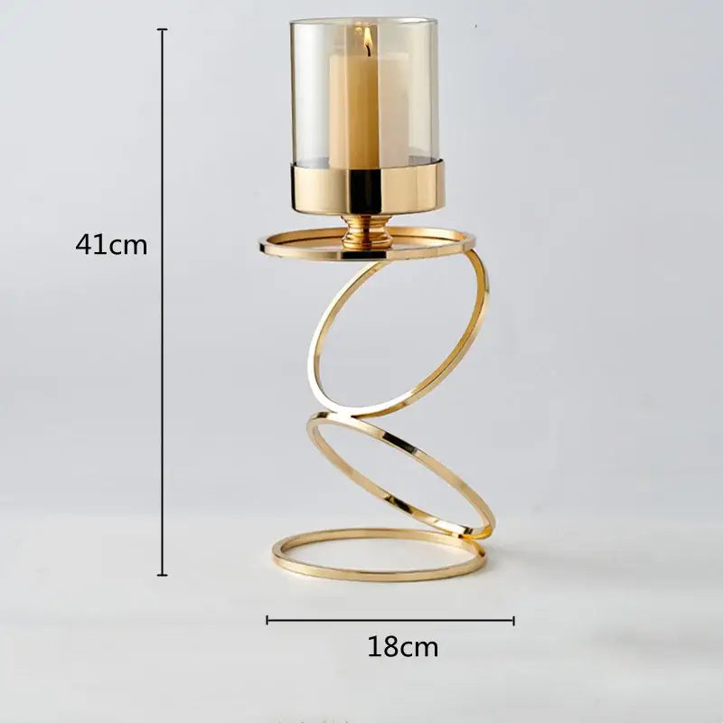 Modern gold metal frame glass candle holder dining room centerpiece