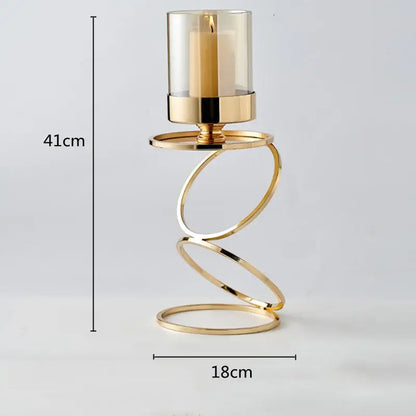 Modern gold metal frame glass candle holder dining room centerpiece