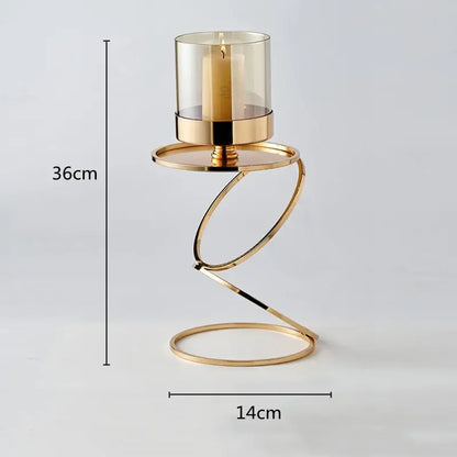Modern gold metal frame glass candle holder dining room centerpiece