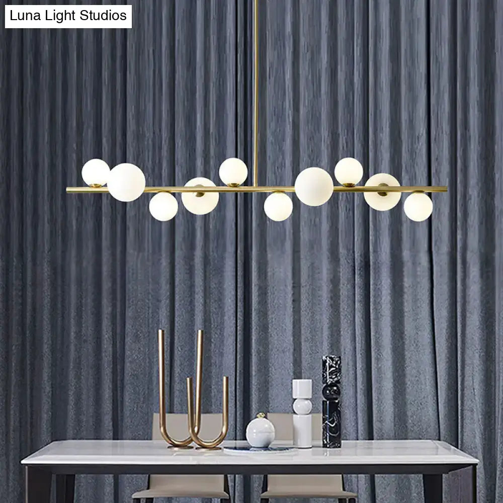 Modern gold metal glass globe chandelier for dining table