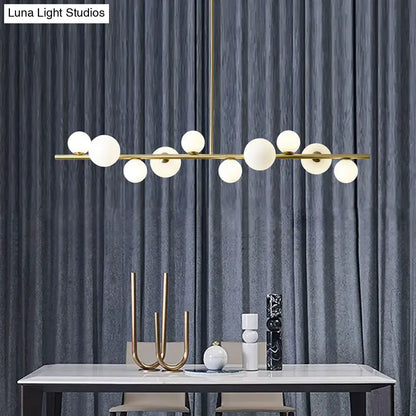 Modern gold metal glass globe chandelier for dining table