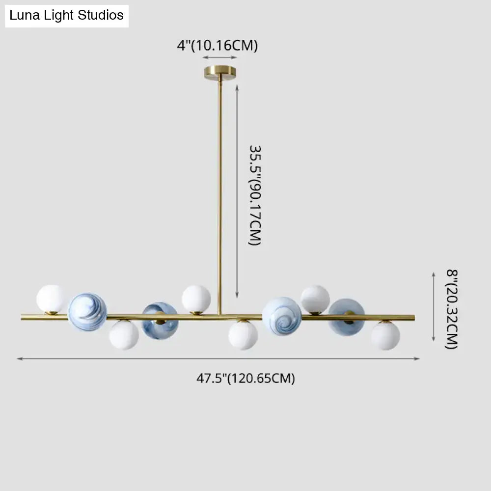 Modern gold metal glass globe chandelier for dining table