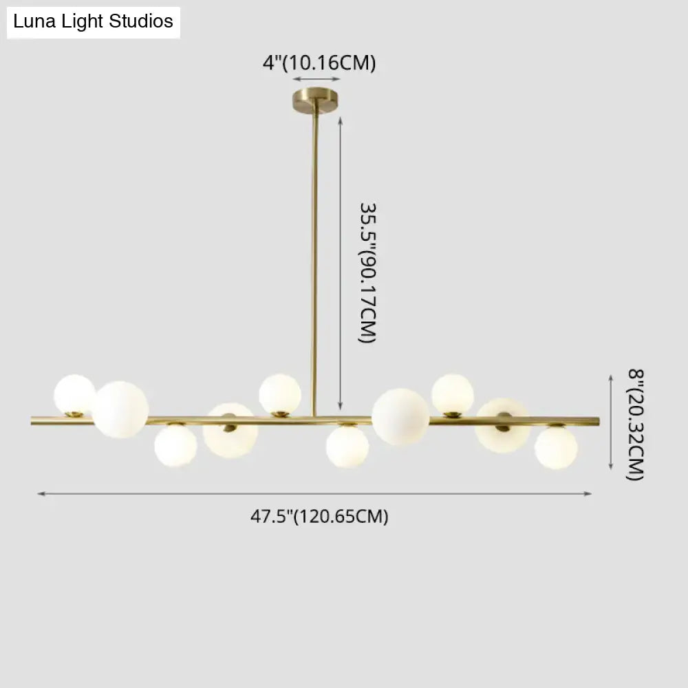 Modern gold metal glass globe chandelier for dining table