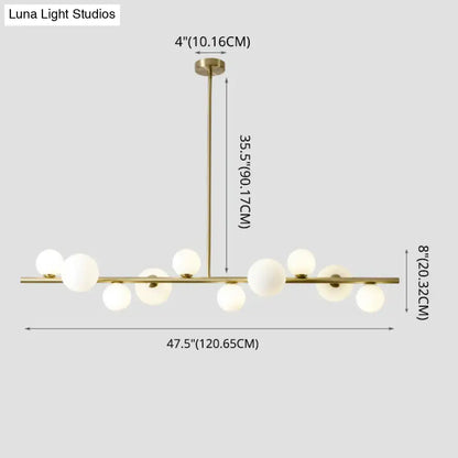 Modern gold metal glass globe chandelier for dining table