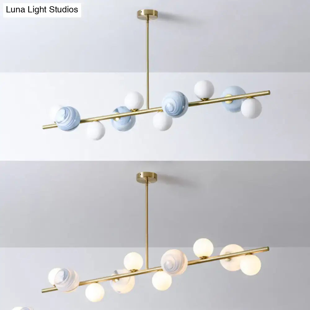 Modern gold metal glass globe chandelier for dining table