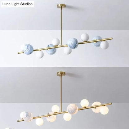 Modern gold metal glass globe chandelier for dining table