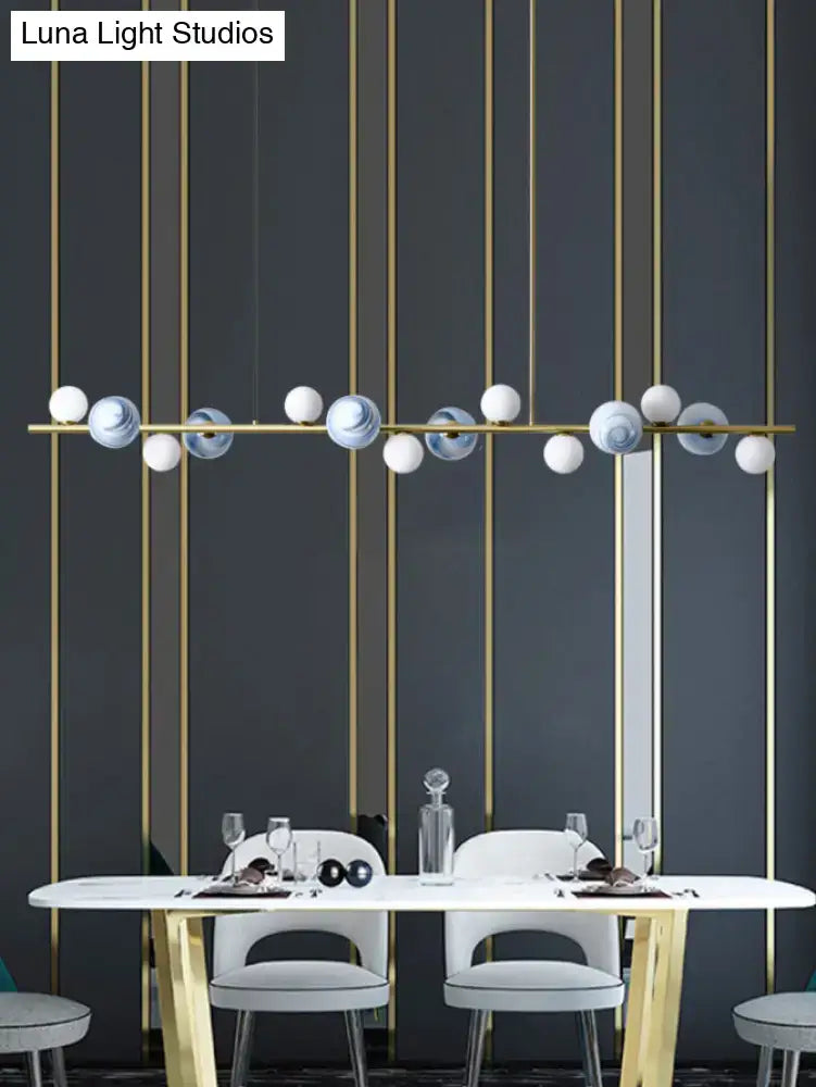 Modern gold metal glass globe chandelier for dining table