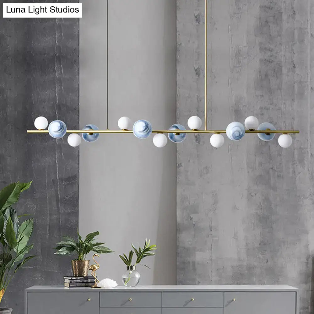 Modern gold metal glass globe chandelier for dining table
