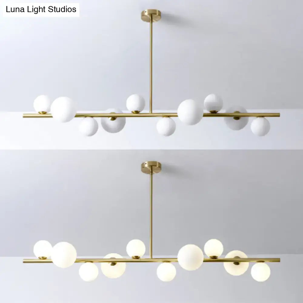 Modern gold metal glass globe chandelier for dining table