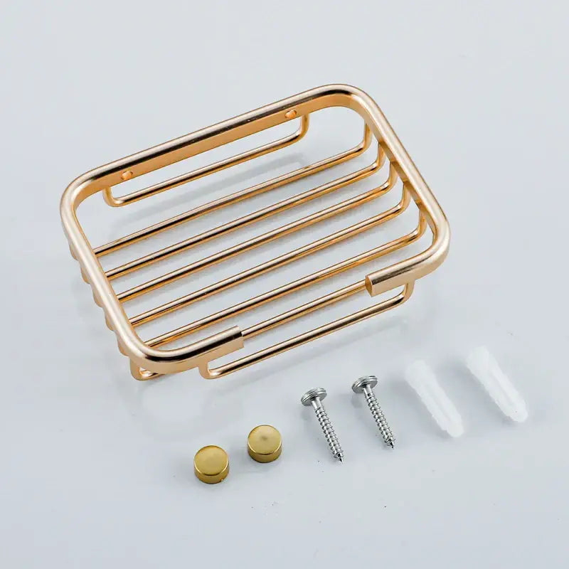 Modern gold metal glass soap dish bathroom wall mounted basket