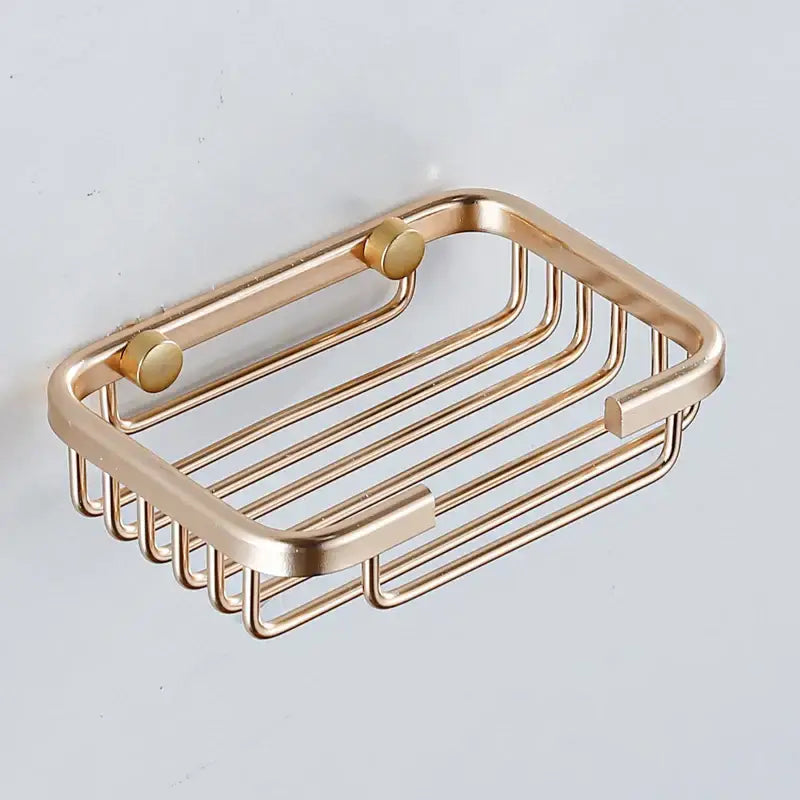 Modern gold metal glass soap dish bathroom wall mounted basket