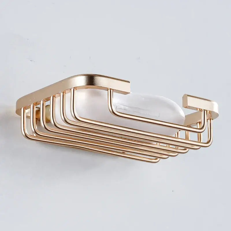 Modern gold metal glass soap dish bathroom wall mounted basket