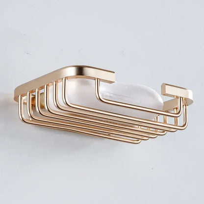 Modern gold metal glass soap dish bathroom wall mounted basket