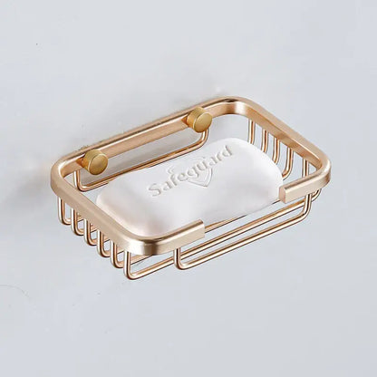Modern gold metal glass soap dish bathroom wall mounted basket