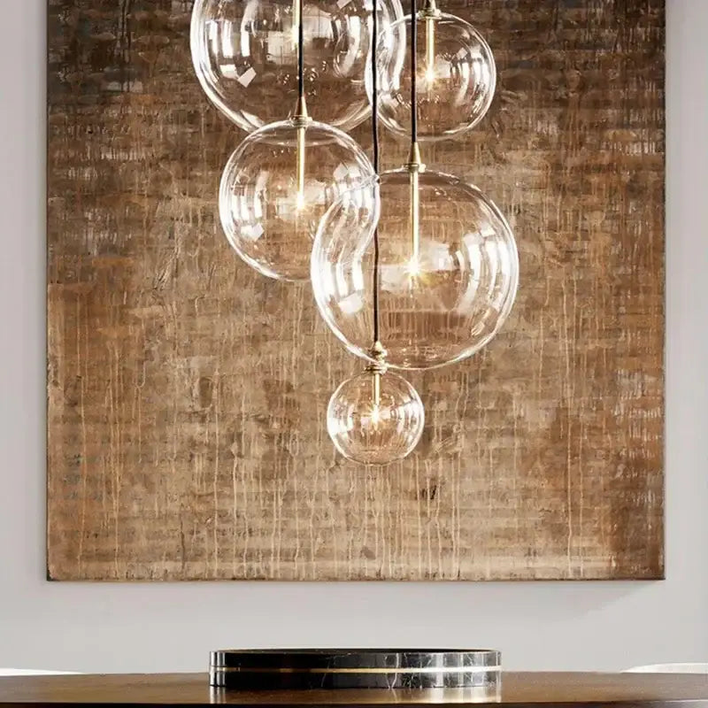 Modern gold metal globe pendant light dining room