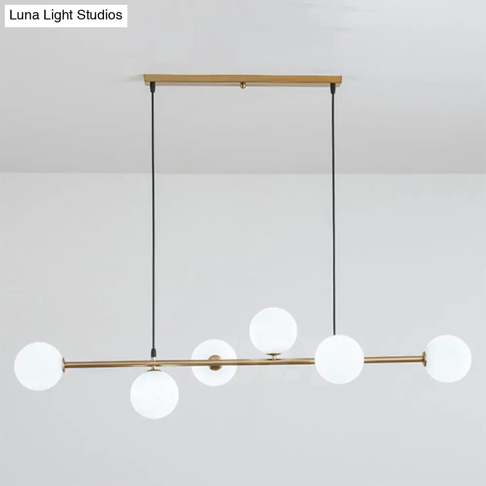DecorBites™ Modern Gold Metal Island Pendant Lighting with 6 Lights and Spherical Glass for Dining Table