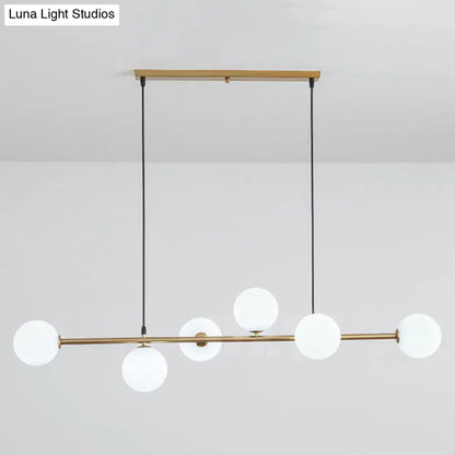 DecorBites™ Modern Gold Metal Island Pendant Lighting with 6 Lights and Spherical Glass for Dining Table