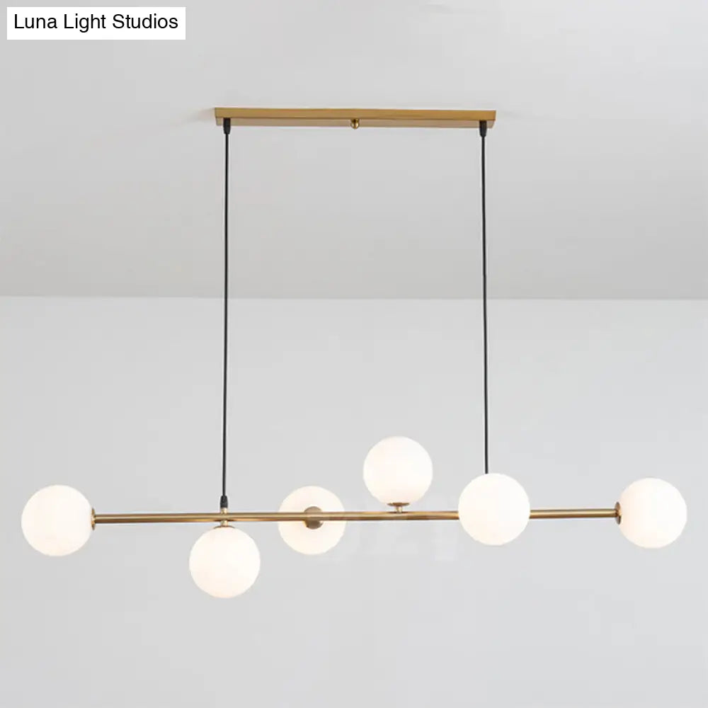 DecorBites™ Modern Gold Metal Island Pendant Lighting with 6 Lights and Spherical Glass for Dining Table