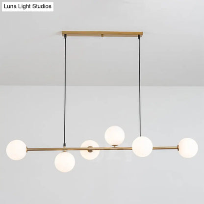DecorBites™ Modern Gold Metal Island Pendant Lighting with 6 Lights and Spherical Glass for Dining Table