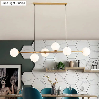 DecorBites™ Modern Gold Metal Island Pendant Lighting with 6 Lights and Spherical Glass for Dining Table