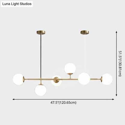 DecorBites™ Modern Gold Metal Island Pendant Lighting with 6 Lights and Spherical Glass for Dining Table