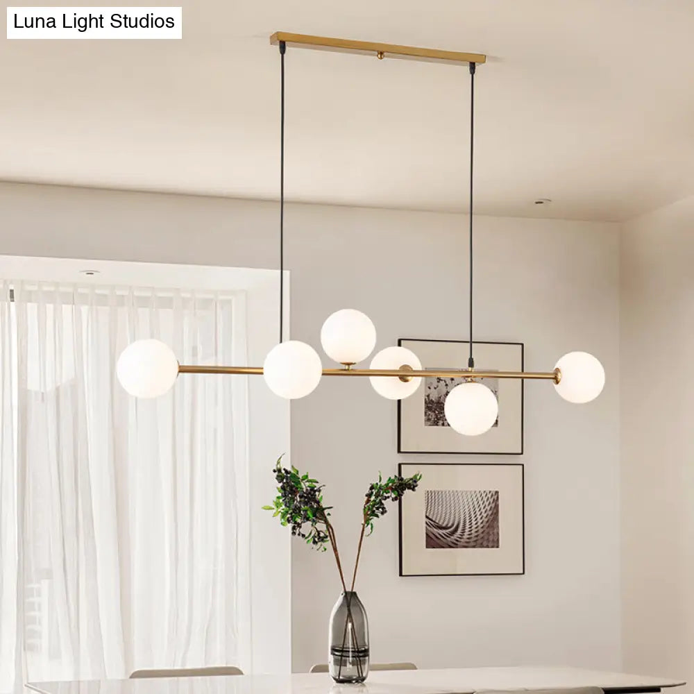 DecorBites™ Modern Gold Metal Island Pendant Lighting with 6 Lights and Spherical Glass for Dining Table