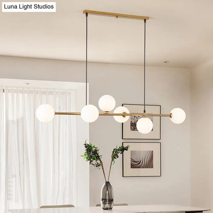 DecorBites™ Modern Gold Metal Island Pendant Lighting with 6 Lights and Spherical Glass for Dining Table