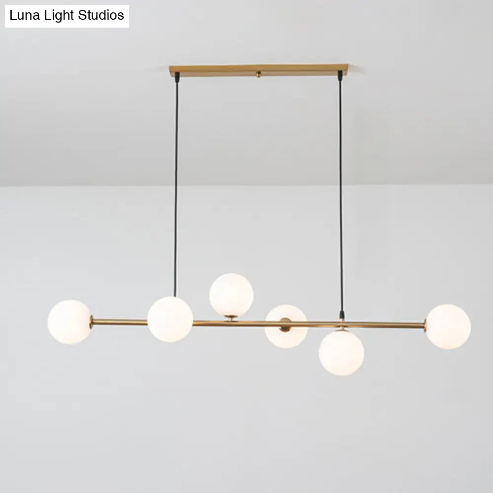 DecorBites™ Modern Gold Metal Island Pendant Lighting with 6 Lights and Spherical Glass for Dining Table