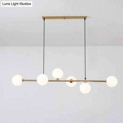 DecorBites™ Modern Gold Metal Island Pendant Lighting with 6 Lights and Spherical Glass for Dining Table
