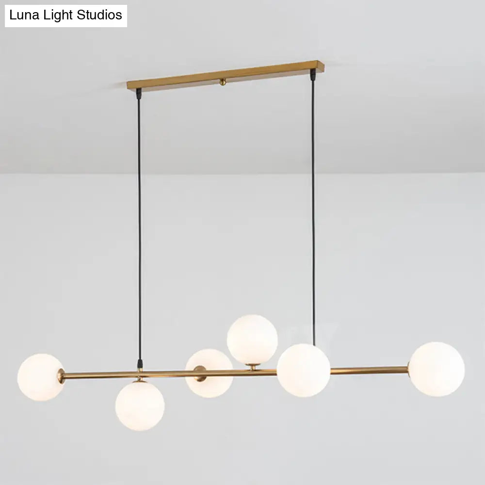 DecorBites™ Modern Gold Metal Island Pendant Lighting with 6 Lights and Spherical Glass for Dining Table