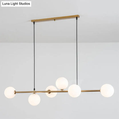 DecorBites™ Modern Gold Metal Island Pendant Lighting with 6 Lights and Spherical Glass for Dining Table
