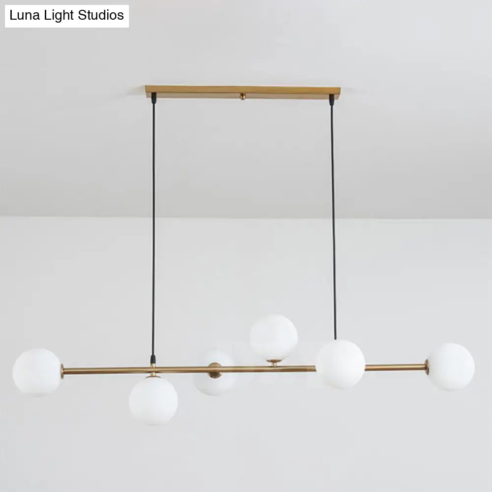DecorBites™ Modern Gold Metal Island Pendant Lighting with 6 Lights and Spherical Glass for Dining Table