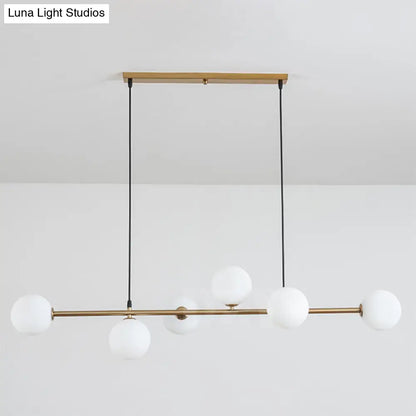 DecorBites™ Modern Gold Metal Island Pendant Lighting with 6 Lights and Spherical Glass for Dining Table