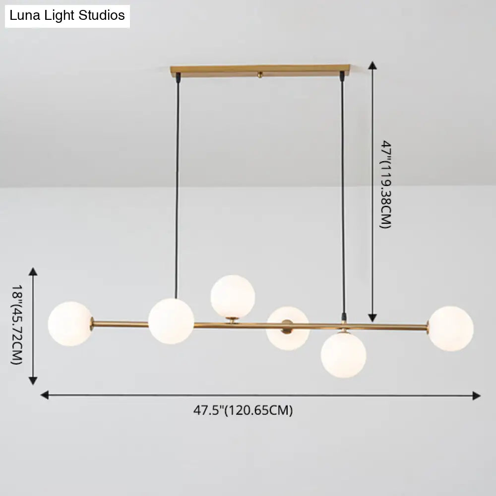 DecorBites™ Modern Gold Metal Island Pendant Lighting with 6 Lights and Spherical Glass for Dining Table