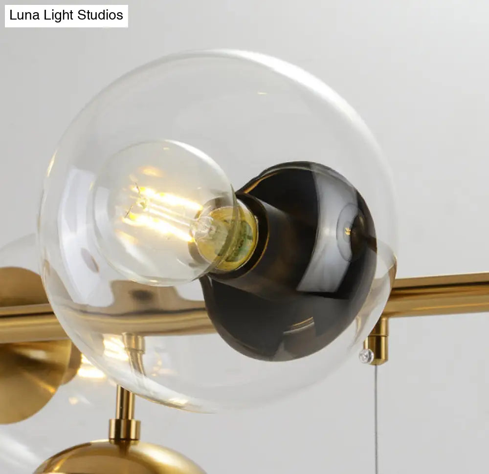 DecorBites™ Modern Gold Metal Island Pendant Lighting with 6 Lights and Spherical Glass for Dining Table