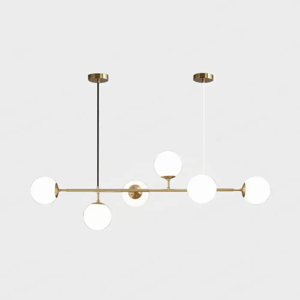 DecorBites™ Modern Gold Metal Island Pendant Lighting with 6 Lights and Spherical Glass for Dining Table