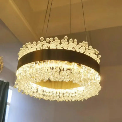 Modern gold metal led chandelier crystal dining room light