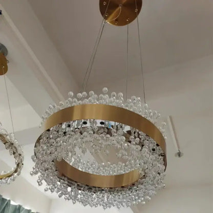 Modern gold metal led chandelier crystal dining room light